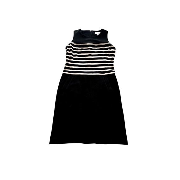 Adrienne Vittadini Dresses & Skirts - Adrienne Vittadini Dress Black & White Striped Cotton Fitted Dress Size Medium